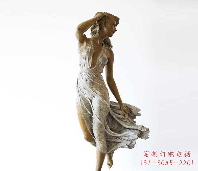 合肥广场铜雕西方美女甩头人物雕塑