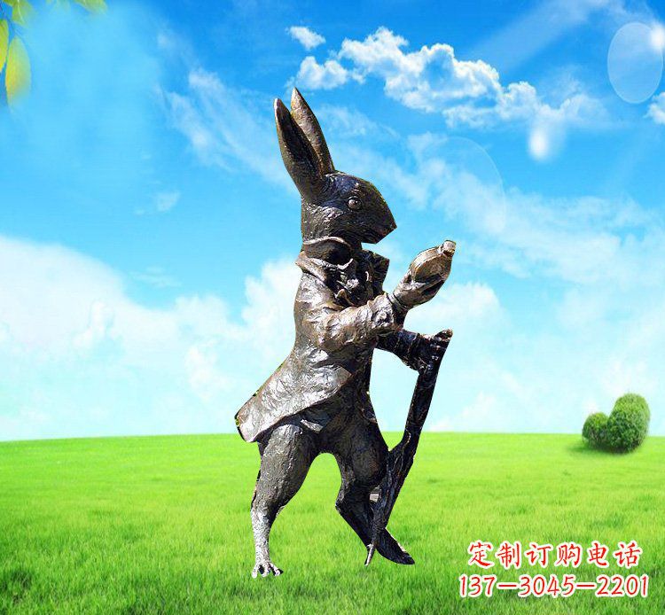 合肥以广场铜雕小兔挖萝卜动物雕塑为你礼赞美好!