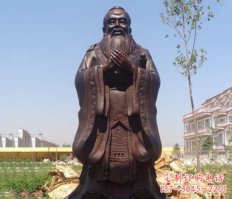 合肥广场校园历史孔子人物铜雕像