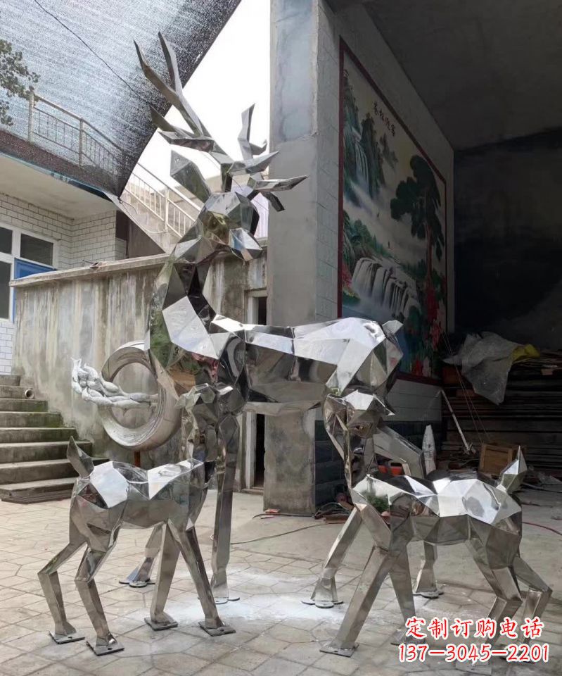 合肥精致鹿形不锈钢雕塑