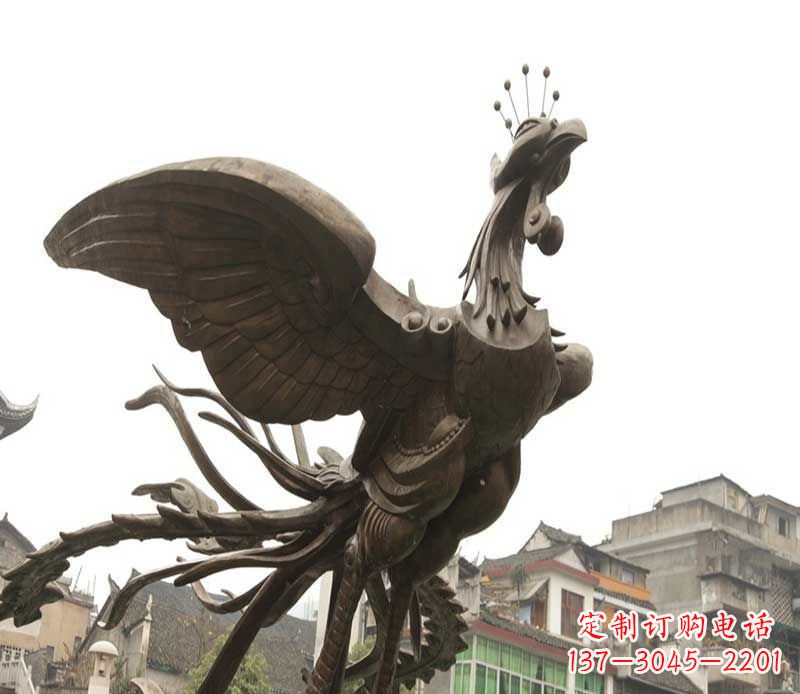 合肥广场展翅的凤凰景观铜雕