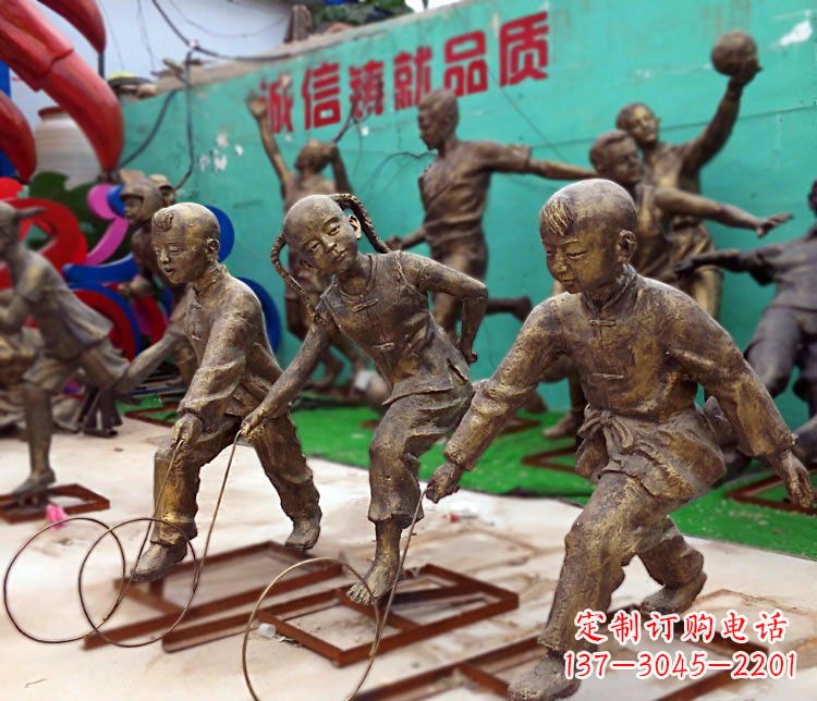 合肥滚铁环为您的小宝定制精美儿童铜雕