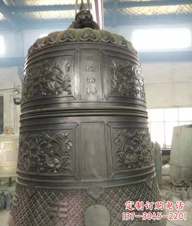 合肥国泰民安铜钟寺庙铜雕-传统工艺精美的铜钟雕塑