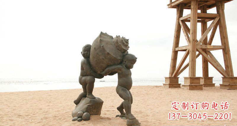 合肥抬着海螺的小男孩景观雕塑