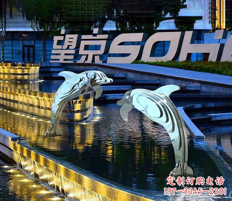 合肥海洋之恋不锈钢海豚雕塑