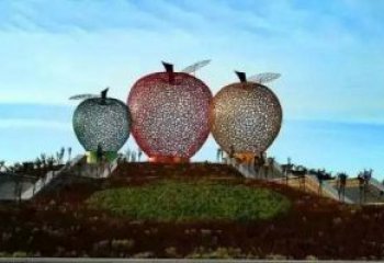 合肥广场不锈钢镂空苹果雕塑