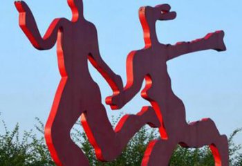 合肥中领雕塑-多彩情侣跑步雕塑