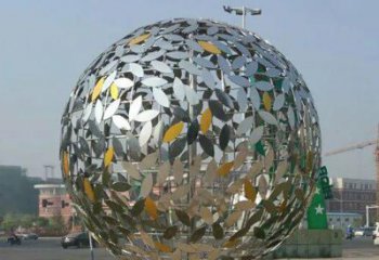 合肥广场不锈钢树叶镂空球雕塑