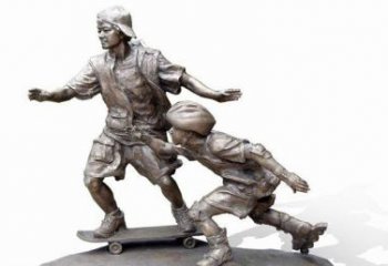 合肥令人惊叹的广场滑板男孩铜雕塑