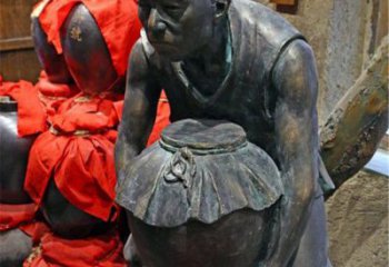 合肥铜质老人抱酒图案雕塑