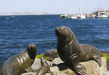合肥海豹公园景观动物铜雕：精美豹雕塑