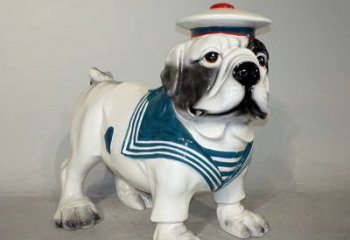 合肥海军玻璃钢仿陶瓷斗牛犬狗雕塑