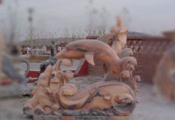 合肥海豚海浪石雕，精美艺术品