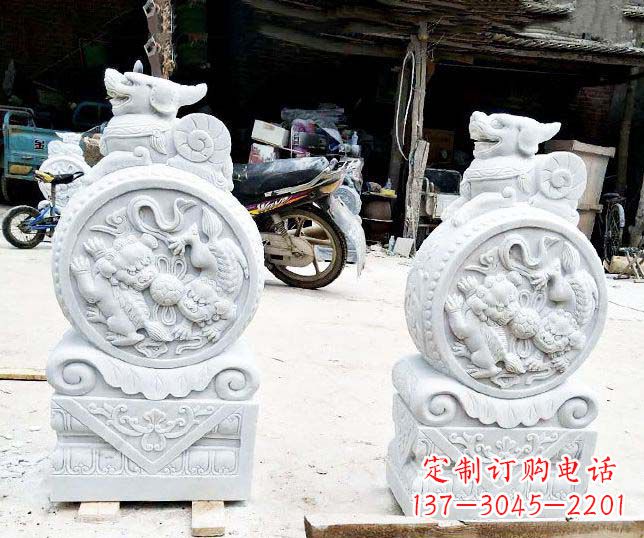 合肥汉白玉招财门墩雕塑