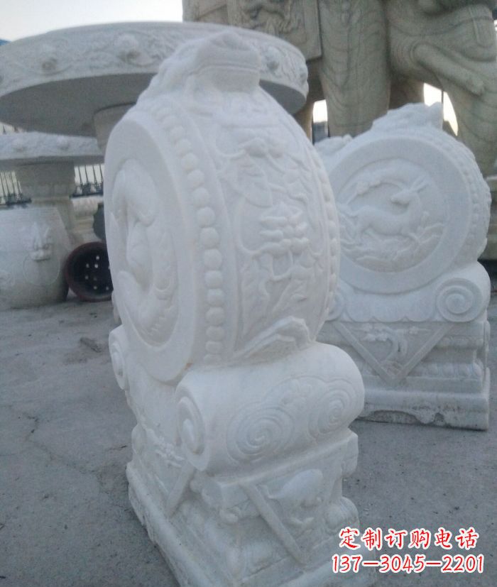 合肥汉白玉抱鼓石门墩雕塑