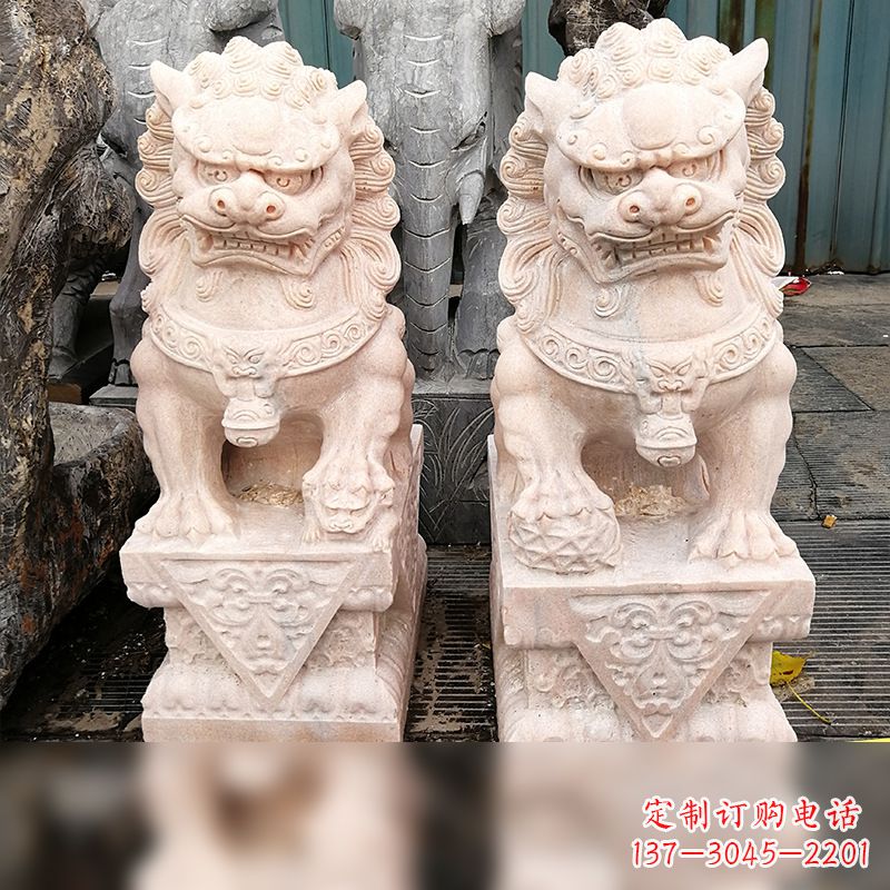 合肥汉白玉狮子雕塑,独特雕刻,展现狮子雄势