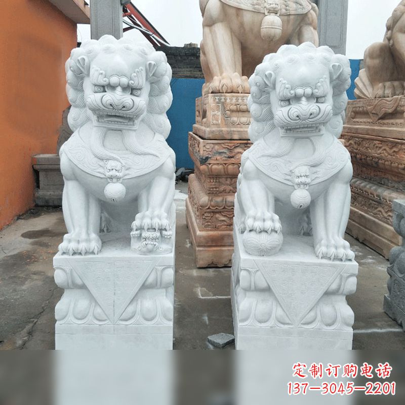 合肥风格精致的汉白玉北京小狮子雕塑