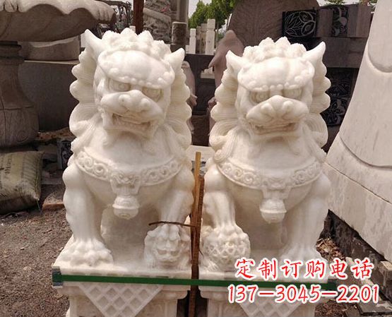 合肥精美手工汉白玉狮子石雕