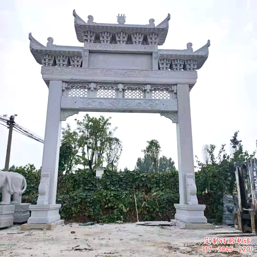 合肥汉白玉单门石牌坊