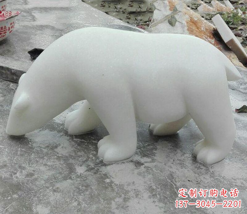 合肥汉白玉动物北极熊石雕