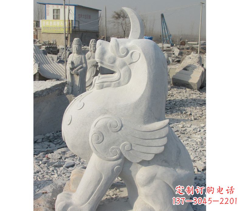 合肥汉白玉独角兽石雕,精美细腻,魅力无穷
