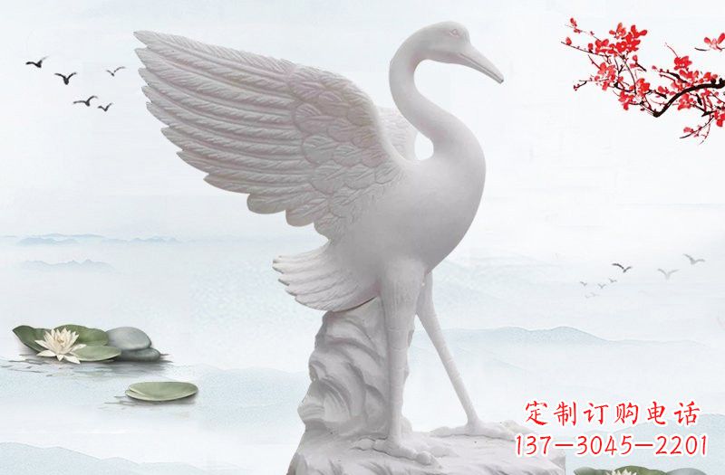 合肥汉白玉公园动物仙鹤石雕