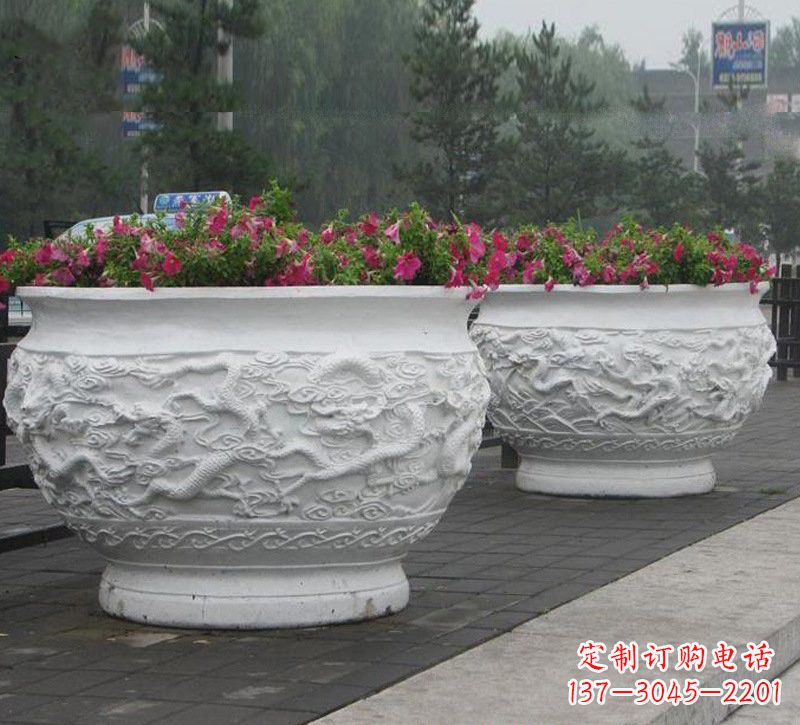 合肥优雅自然,中领雕塑汉白玉公园龙浮雕花盆