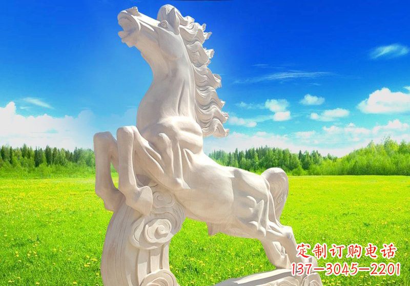 合肥古典精美的汉白玉奔马石雕