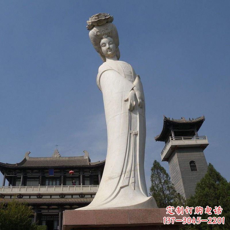 合肥汉白玉贵妃石雕像-精美绝伦的杨玉环雕像
