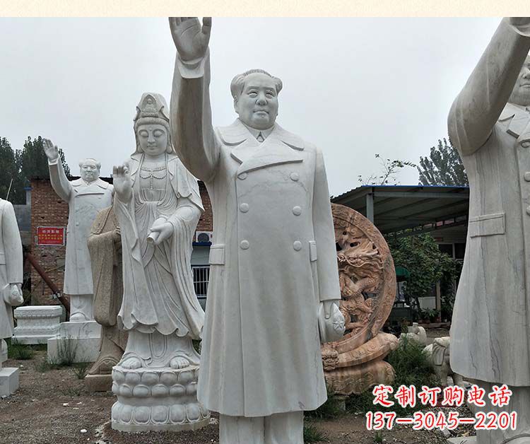 合肥汉白玉挥手的毛主席广场伟人石雕