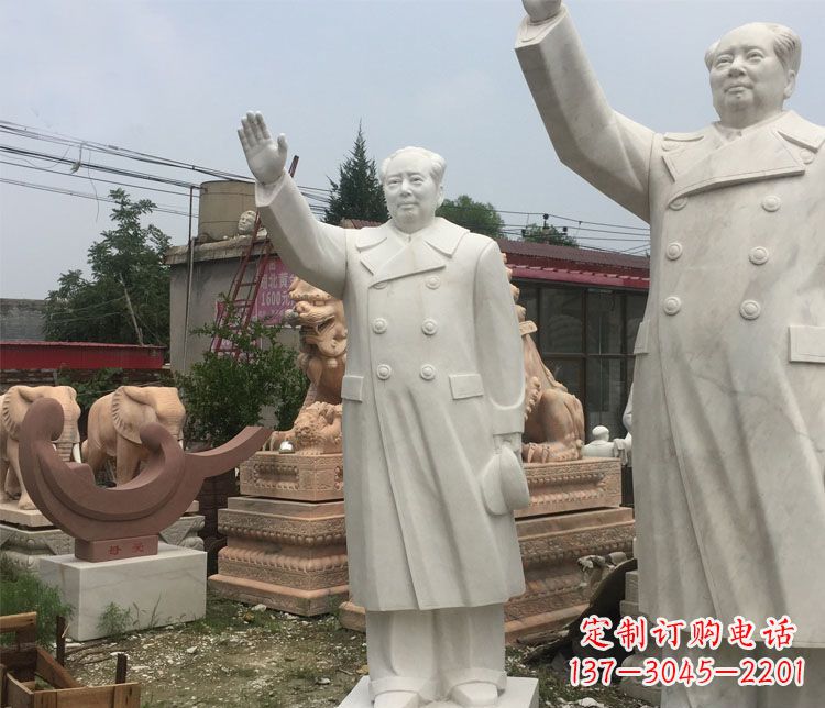 合肥汉白玉挥手的毛主席广场伟人石雕 (2)