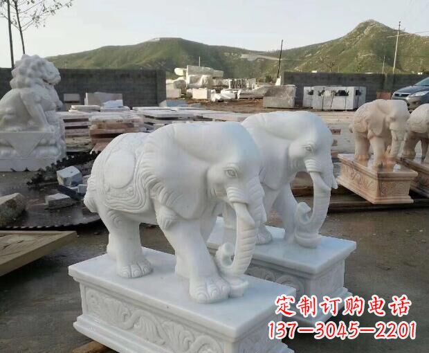 合肥高雅大气的汉白玉吉祥大象门口雕塑
