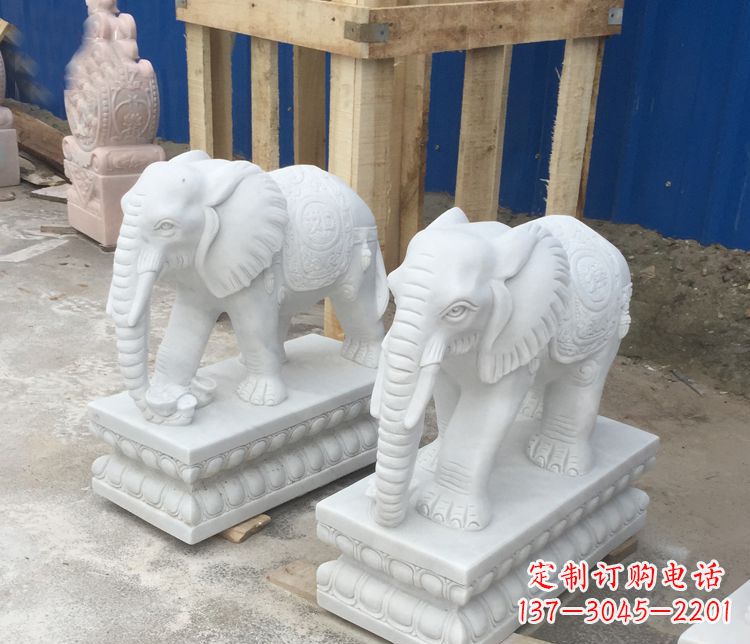 合肥高端汉白玉吉祥如意大象门口招财雕塑