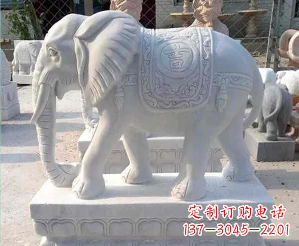合肥汉白玉吉祥如意招财镇宅大象石雕_1