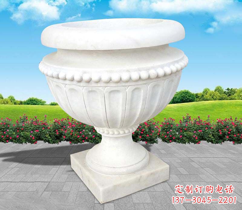合肥精美汉白玉花盆雕塑