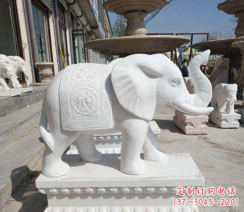 合肥高品质汉白玉酒店门口喷水大象雕塑