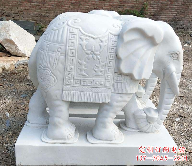 合肥中领雕塑汉白玉卷鼻大象雕塑