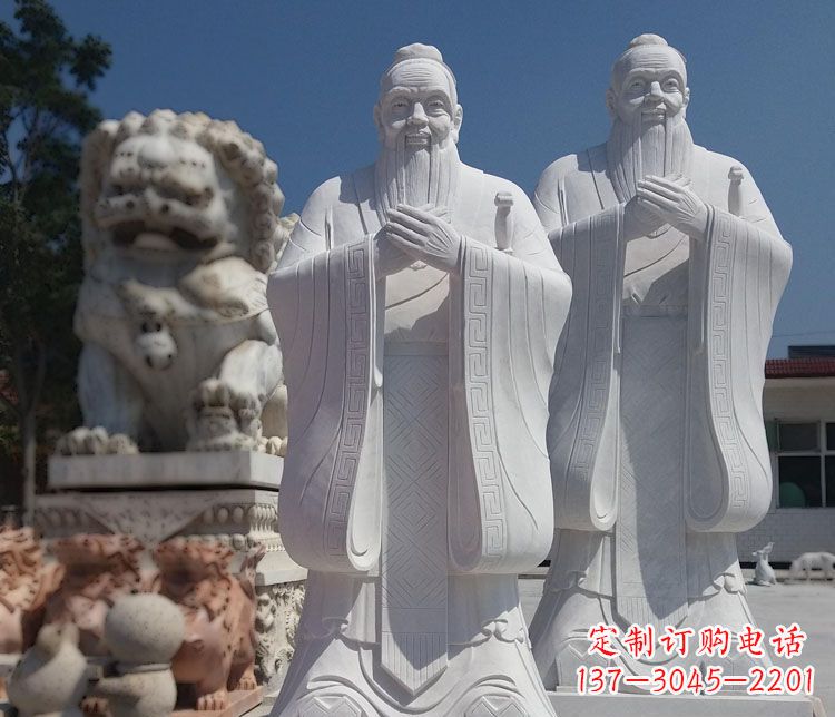合肥以瑰丽石雕塑令孔子长存——汉白玉孔子校园古代名人石雕