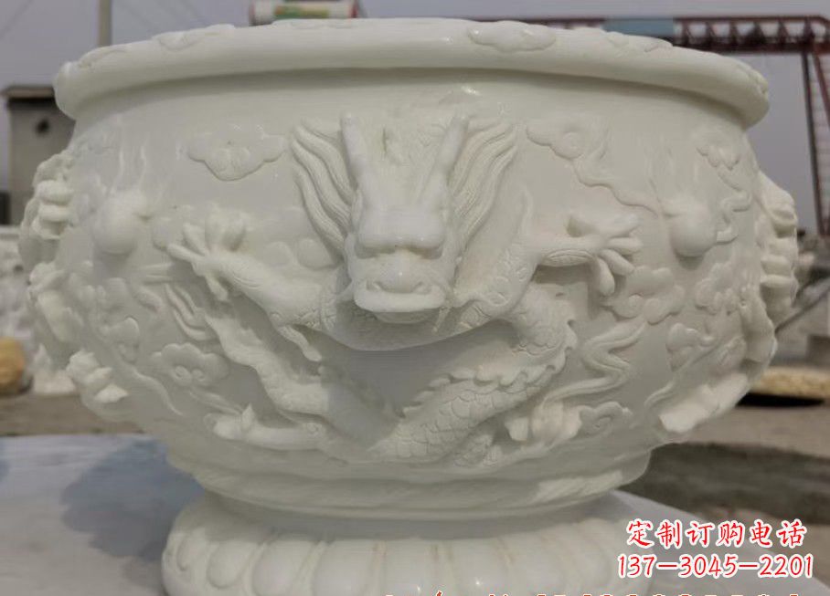 合肥中领雕塑汉白玉龙鱼缸雕塑，是由专业雕塑定…
