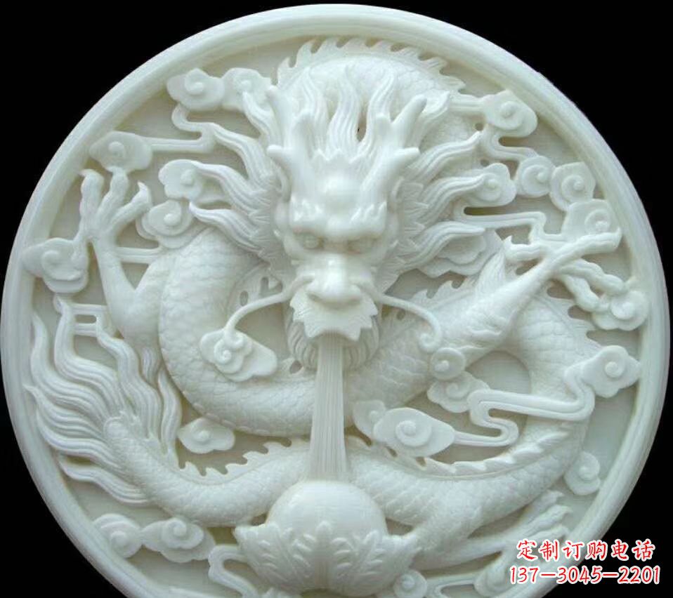 合肥汉白玉雕刻龙头摆件,悠然吟诗引领风尚