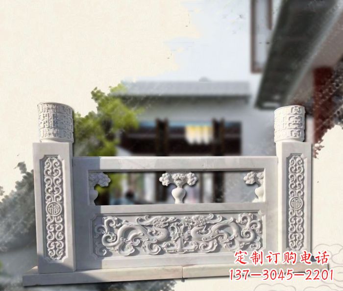合肥汉白玉龙石栏板雕塑