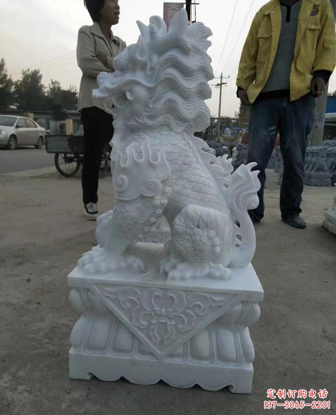 合肥汉白玉门口古代神兽镇宅麒麟雕塑