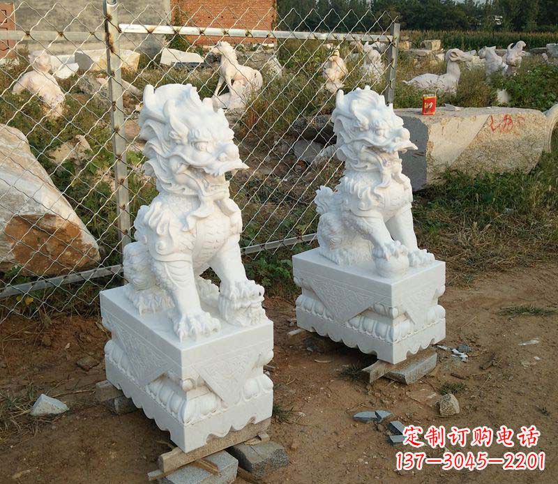 合肥精美雕刻石麒麟,添玉门口踩球景象