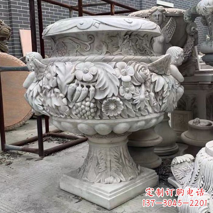 合肥汉白玉欧式人物花盆雕塑