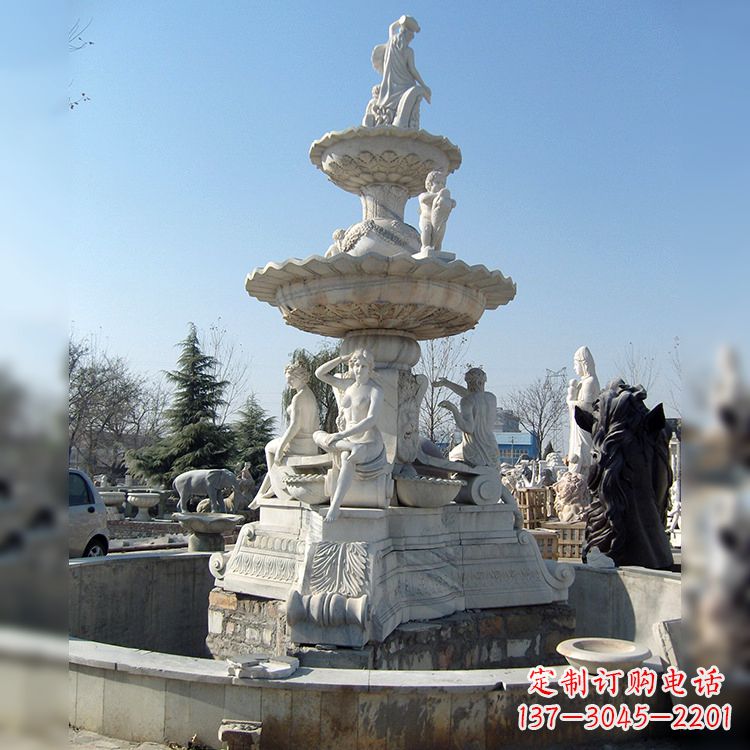 合肥精美汉白玉欧式人物喷泉雕塑