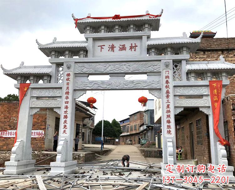 合肥精美绝伦的汉白玉牌坊石雕