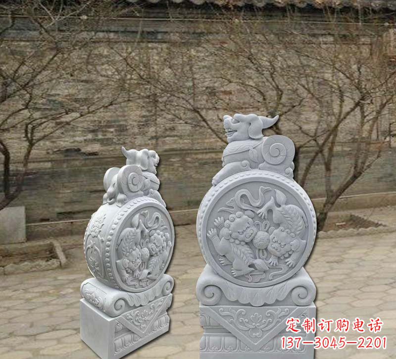 合肥精美汉白玉貔貅门墩