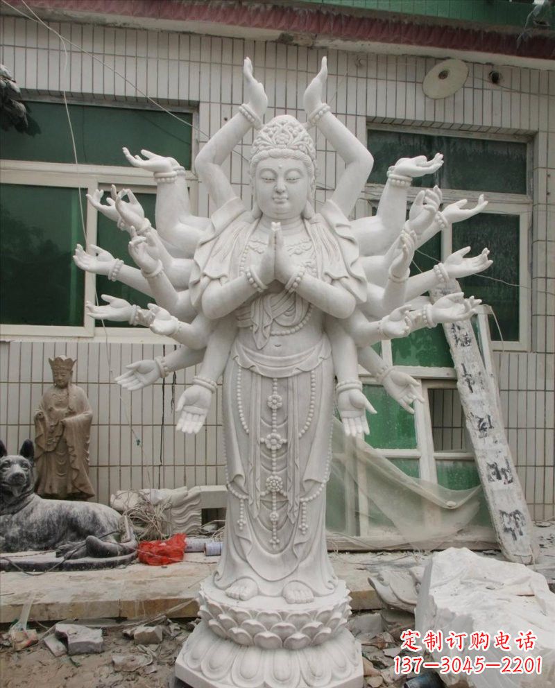 合肥汉白玉千手观音雕塑,精致细腻,深具宗教意义