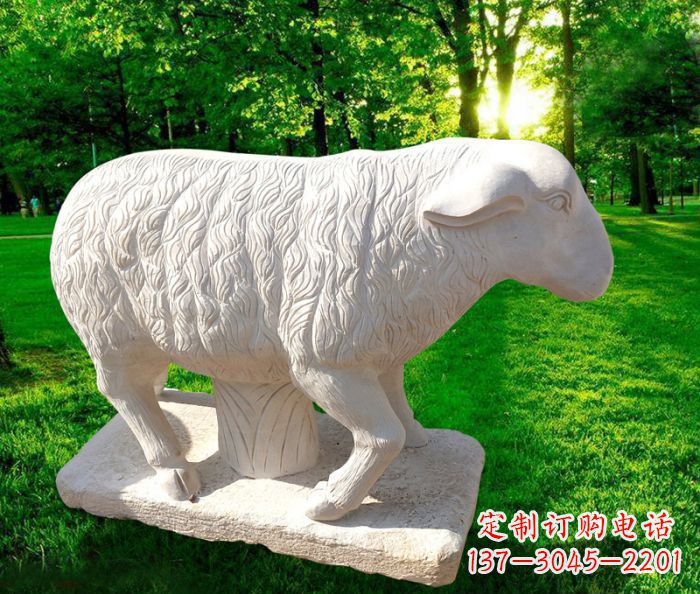 合肥中领雕塑的汉白玉山羊石雕是一件雕刻精美的…