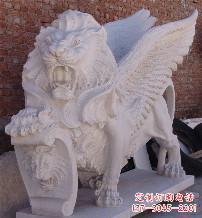 合肥汉白玉圣马可飞狮石雕,精致品质保证